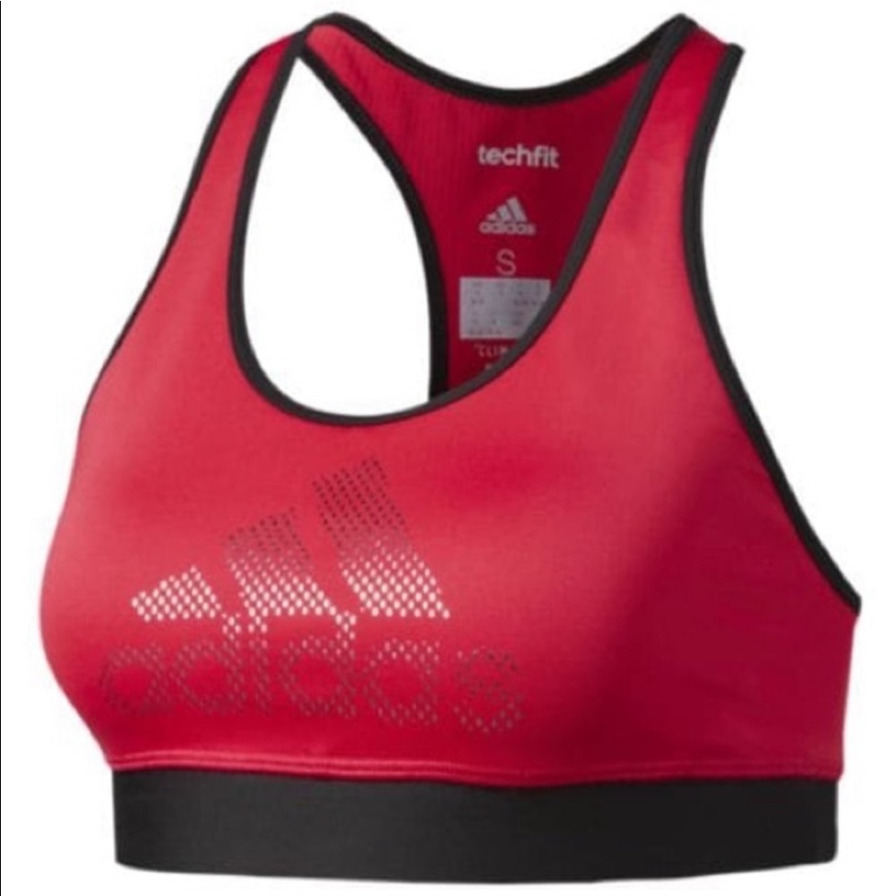 Adidas Techfit Bra Non-Padded Sz S Red & Black NWT